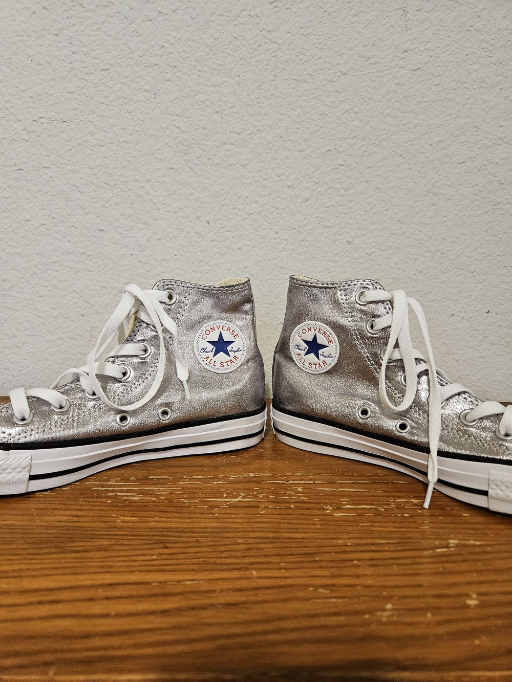 Converse Silver Metallic High Top Sneakers